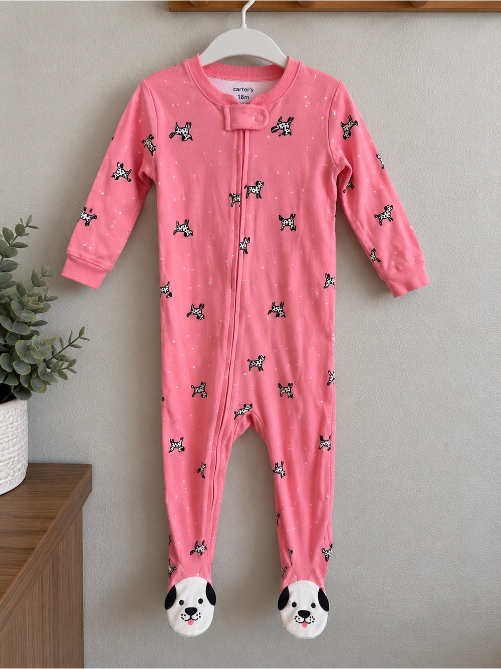 Carter's Coral Pink Puppy Footed One-Piece